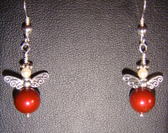 Swarovski Bead Angel Christmas Pierced Earrings
