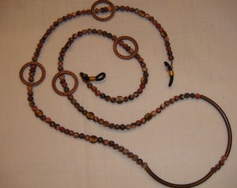 Eye Glass Lanyard of Jasper and Antique Brass Accents