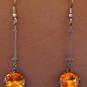 Swarovski Crystal Tangerine Pierced Earrings with Natural Brass image 3