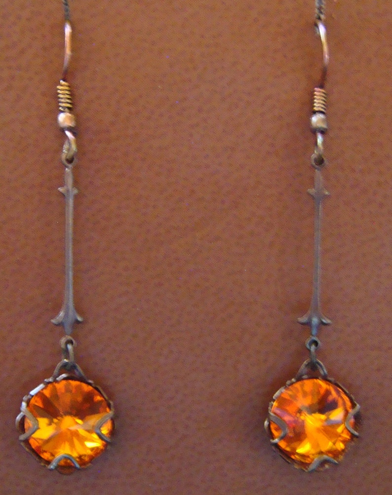 Swarovski Crystal Tangerine Pierced Earrings with Natural Brass image 3
