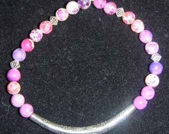 Purple Jasper with Silver Stretch Bracelet