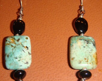 Rainforest Jasper & Black Onyx Pierced Earrings