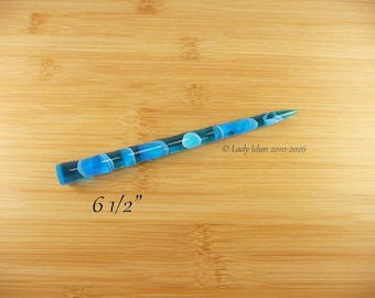 Hair Stick Longer Length Icicle Light Blue Tourmaline Acrylic