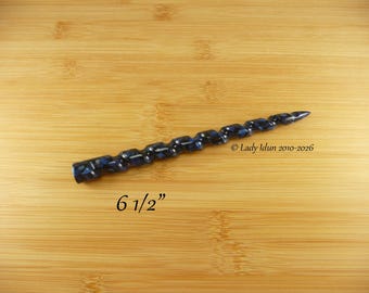 Palillo para el cabello de mayor longitud en espiral con forma de cuerno de unicornio y topacio con perla oculta de acrílico