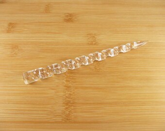 Palillo para el cabello de mayor longitud en espiral con forma de cuerno de unicornio, cristal acrílico