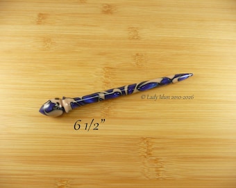 Hair Stick Longer Length Sapphire Cream Acrylic