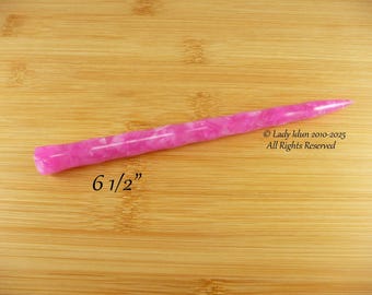 Palillo para el cabello de longitud más larga con gemas de cristal rosa carámbano de grosor medio acrílico