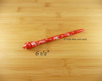 Hair Stick Longer Length Red And White Flake Acrylic