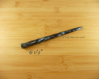Hair Stick Longer Length Icicle Black Silver Blue Stripe Acrylic