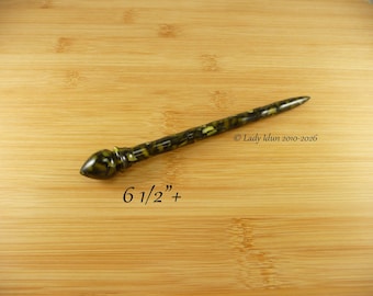 Hair Stick Longer Length Black Gold Acrylic