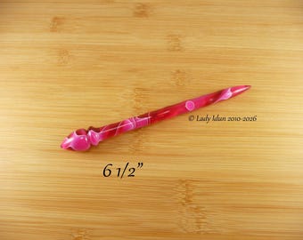Palillo para el cabello de mayor longitud fucsia turmalina acrílico