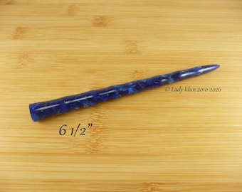 Palillo para el cabello de mayor longitud, color azul carámbano, lapislázuli, acrílico