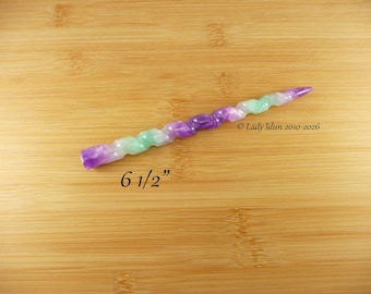 Hair Stick Longer Length Spiral Unicorn Horn Frozen Petals Acrylic