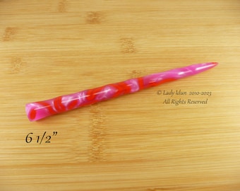 Palillo para el cabello de mayor longitud, color carámbano, rosa fuego, acrílico