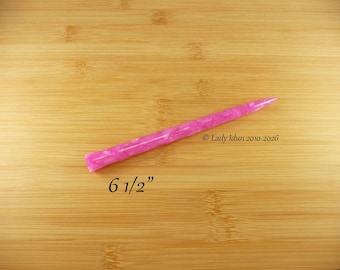 Hair Stick Longer Length Icicle Pink Crystal Gems Medium Thickness Acrylic