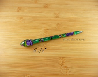 Hair Stick Longer Length Mardi Gras Acrylic