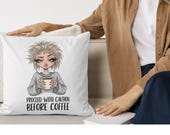 Tired Girl Clipart, Messy Bun PNG, Coffee Lover Design (Digital Download)