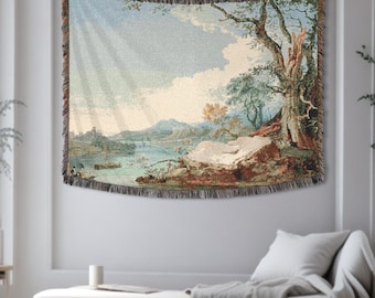 Luxury boho Tapestry Woven Wall Hanging Verdure Château And Garden French Country Wall Tapestry Vintage WallHanging Cotton European Tapestry