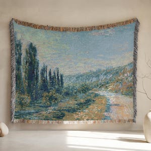 Cotton Monet Luxury blue boho Tapestry Woven Wall Hanging Verdure Château And Garden French Country Wall Tapestry Vintage European Tapestry