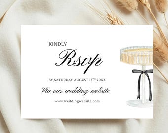 Modern Minimalist Wedding RSVP Card Template, Editable Response Card (Digital Download)