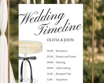 Editable Wedding Timeline Sign Template, Minimalist Elegant Design (Digital Download) WD01