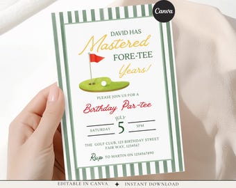 Golf Themed 40th Birthday Invitation Template, Masters Par-Tee Invite, Men’s 40th Party Invitation, Mastered it birthday