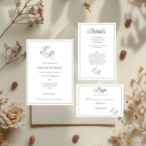 Minimalist Wedding Invitation Set: Modern Printable Invite Suite (Digital Download)