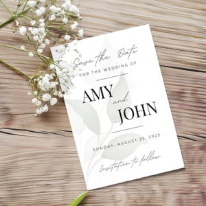 Modèle « Réservez la date » moderne Canva | Faire-part de mariage modifiable | Téléchargement numérique | Design minimaliste | Invitation assortie disponible