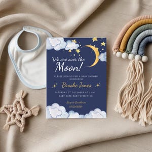Moon and Stars Baby Shower Invitation: Editable Celestial Theme (Digital Download)