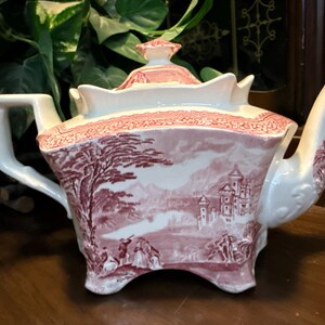 Vintage Royal Staffordshire Jenny Lind 1795 Teekannenständer England Rotes Transferware