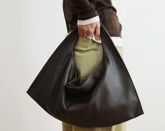 Handmade Vintage Chocolate brown Leather Shoulder Bag Women Minimalist Large Hobo Tote,  Ladies Custom Slouchy Purse Christmas Gift bag