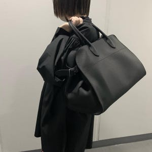 Czarna torba typu tote z licowej skóry Margaux, 12, 15, 17 cali, damska, z matowym wykończeniem, z uchwytem u góry, minimalistyczna, funkcjonalna torebka do pracy, elegancki prezent