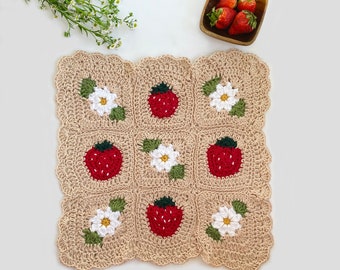 Handmade strawberry and flower blanket | Choose your size | 100% cotton