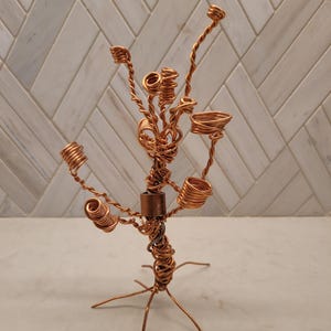 Handcrafted copper wire and pipe tree sculpture--Unique Wire Art Home Decor