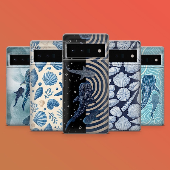 Sea Shells Phone Case Whale Shark Ocean Cover for Pixel 9A, 9Pro XL, 8A, 8Pro, 7A, 6A Samsung S25, S24Fe, A56, A16 iPhone 16E,16Pro,15,14,13