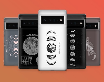 Funda de teléfono con diseño de astrología y fases lunares para Pixel 9A, 9Pro XL, 8A, 8Pro, 7Pro, 7A, 6A, iPhone 16Pro, 16E, 15, 14, 13, 12, Samsung S25, S24Fe, A16