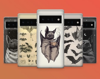Gothic Bat Phone Case Vintage Art Cover for Pixel 9A, 9Pro XL, 8A, 8Pro, 7A, 6A Samsung S25, S24Fe, S23, A56, A16 iPhone 16E, 16Pro, 15, 14