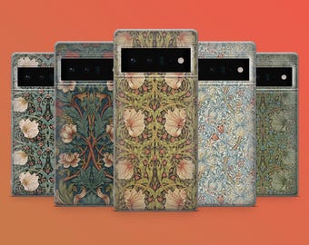 William Morris Phone Case Vintage Floral Cover for Pixel 9A, 9Pro XL, 8A, 8Pro, 7A, 6A Samsung S25, S24Fe, A56, A16 iPhone 16E, 16Pro, 15,14