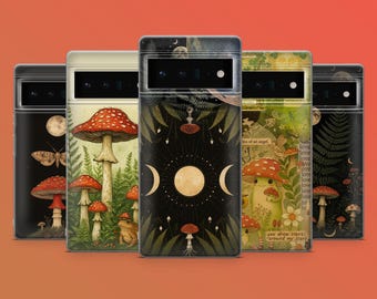 Toadstool Phone Case Witchy Fairy Forest Cover for Pixel 10, 9A, 9Pro XL, 8A, 8Pro, 7Pro, 7A, 6A iPhone 16Pro, 15, 14 Samsung S25,S24Fe,A16