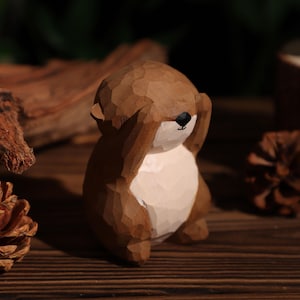 Custom Name Wooden Otter Sculpture, Handmade Wooden Animal Figurine, Home Decor, Wood Pet Figurine, Birthday Gift, Handmade Craft