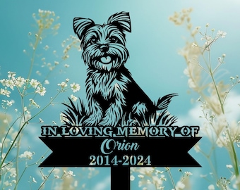 Custom Yorkshire Terrier Metal Memorial Garden Stake,Personalized Yorkshire Terrier Happy Grave Marker,Yard Stake,Outdoor Dog Garden Decor