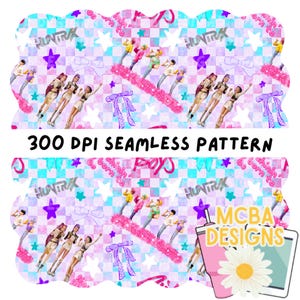Hunter girls Seamless repeating pattern file rainbow colorway