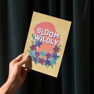 4 x 6 cartes postales Bloom Wildly, art floral motivant, impression d'inspiration positive - Art by Jikka