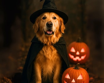 Anpassat Halloween-husdjursporträtt: Spöklik digital konst (digital nedladdning)