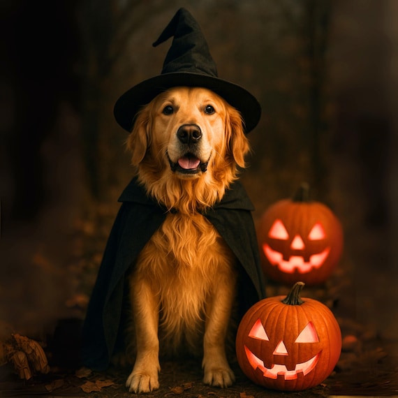Custom Halloween Pet Portrait: Spooky Digital Art (Digital Download)