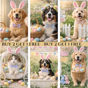 Benutzerdefinierte Ostern Haustier Portrait, personalisierte Hund Katze Bunny Kostüm Kunst, digitaler Download Geschenk für Haustier Besitzer
