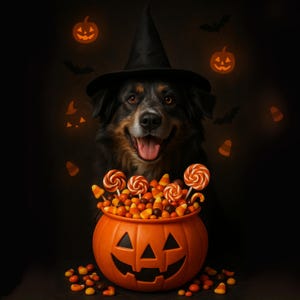 Anpassat Halloween-husdjursporträtt: Spöklik digital konst (digital nedladdning) bild 6