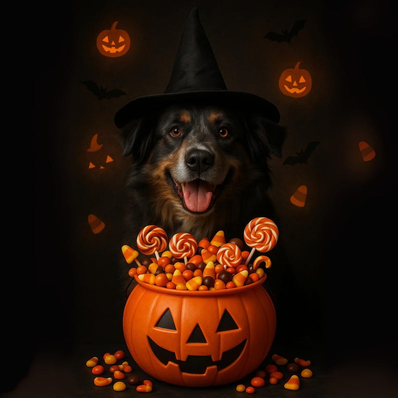 Anpassat Halloween-husdjursporträtt: Spöklik digital konst (digital nedladdning) bild 6