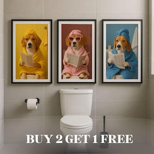Custom Pet Portrait,Funny Bathroom Art,Dog on Toilet,Wall Art,Wall Decor,Pet in Bathtub Wall Art,Personalized Pet Gift,Personalized Pet Gift