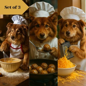 Custom Pet Portraits - Funny Chef Dog Wall Art for Kitchen & Dining Room Decor, Unique Pet in Kitchen Gift,Chef Pet Portrait,Pet in Kitchen